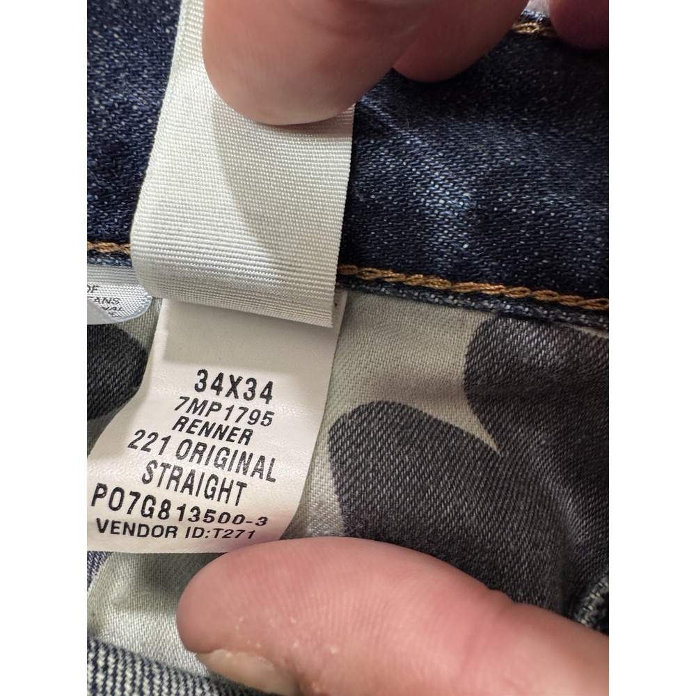 Lucky Brand Jeans Men 34x34 Blue 221 Original Straight Whisker Distress Denim - Picture 10 of 10